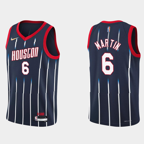 Men's Houston Rockets #6 Kenyon Martin Jr. 2021/22 City Edition 75th Anniversary Navy Stitched Basketball Jersey Men's Houston Rockets #6 Kenyon Martin Jr. 2021/22 City Edition 75th Anniversary Navy Stitched Basketball Jersey